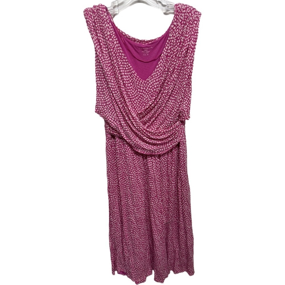 Charter Club 0X Pink Draped Dress Sleeveless Soft Modal Stretch Knee Length Plus